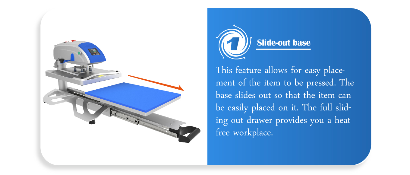 16x20 heat press with slide out drawer